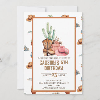 Cowgirl Birthday Einladung Wildwest Western