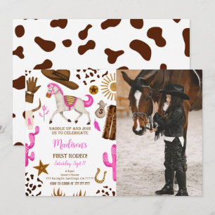 Cowgirl Birthday Foto Einladung