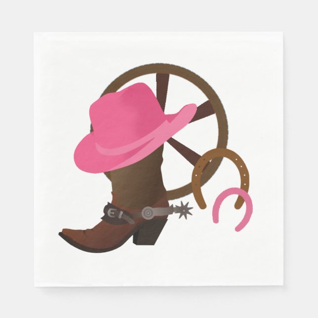 Cowgirl Birthday Party Boot Scottin Serviette (Vorderseite)