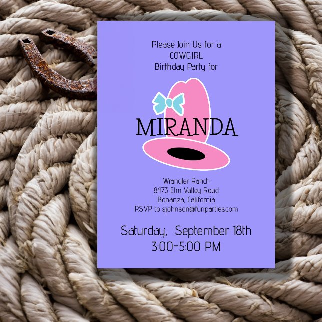 Cowgirl Birthday Party Einladung (Von Creator hochgeladen)