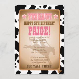 Cowgirl Birthday Party Einladung