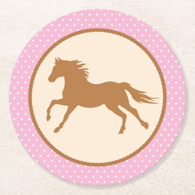 Cowgirl Birthday Party Runder Pappuntersetzer (Vorderseite)