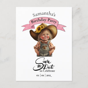 Cowgirl-Birthstagspostkarte zum Speichern des Term Postkarte
