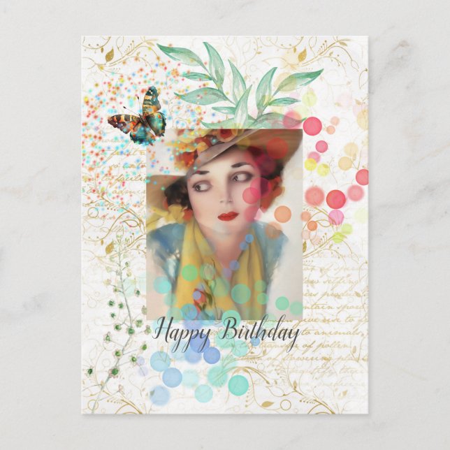 Cowgirl Blossom Birthday Postkarte (Vorderseite)