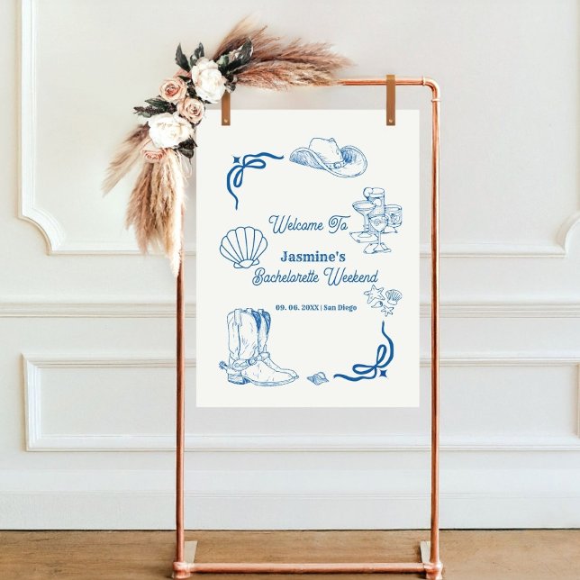 Cowgirl Blue Hand Written Bachelorette Poster (Von Creator hochgeladen)