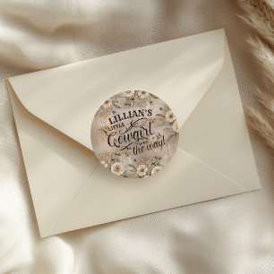 Cowgirl Boho Floral Western Schrift  Runder Aufkleber