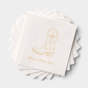 Cowgirl Boot Coquette Bow Gold Stamps Servietten Mit Folie
