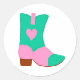 Cowgirl Boot mit Herzdesign Runder Aufkleber