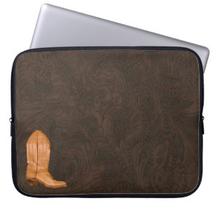 Cowgirl Boot on Western Style Imitate Tooled Leath Laptopschutzhülle