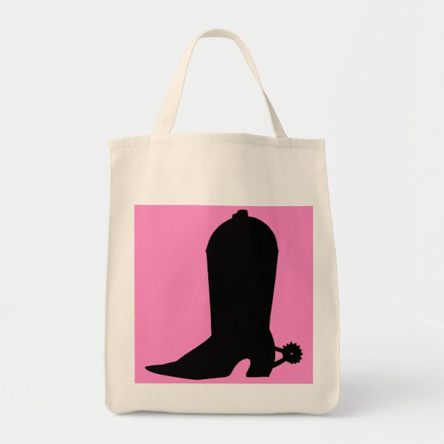 Cowgirl Boot-Silhouette auf rosa Tragetasche (Vorne)