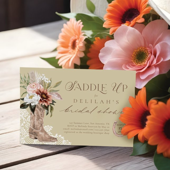 Cowgirl Boot Western Brautparty aufsetzen Einladung (Saddle Up Cowgirl Boot Western Bridal Shower Invitation)