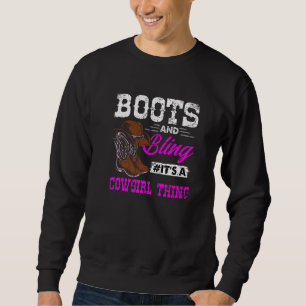 Cowgirl Boots Bling Vintag Country South Rodeo Sweatshirt