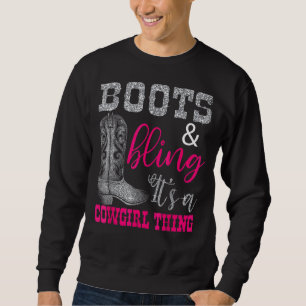 Cowgirl Boots Bling Women Niedliche Liebe Country  Sweatshirt