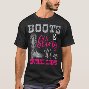 Cowgirl Boots Bling Women Niedliche Liebe Country T-Shirt
