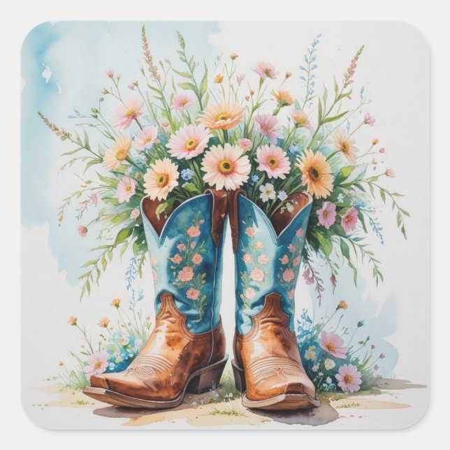 Cowgirl Boots Bouquet Stickers | Thema Western (Vorderseite)