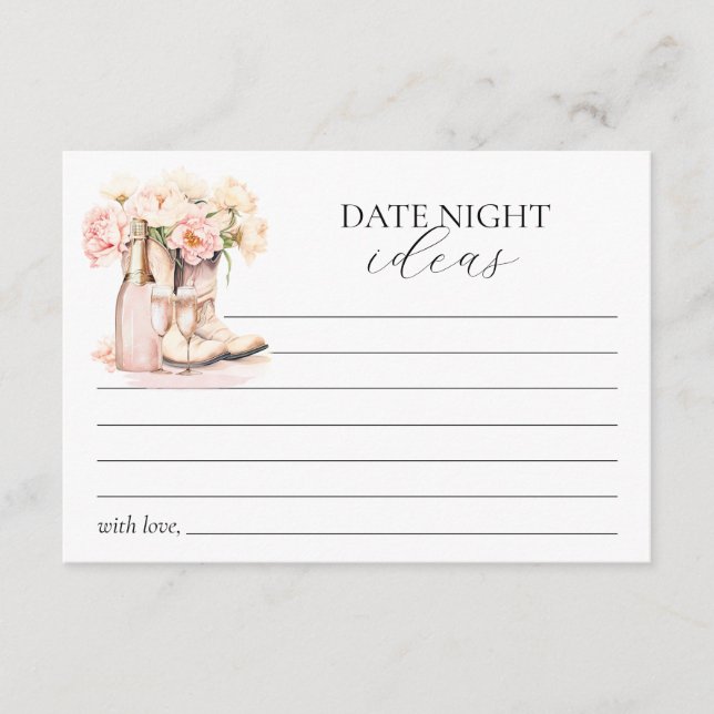 Cowgirl Boots Brautparty Bride Date Night Ideas Hinweiskarte (Vorderseite)