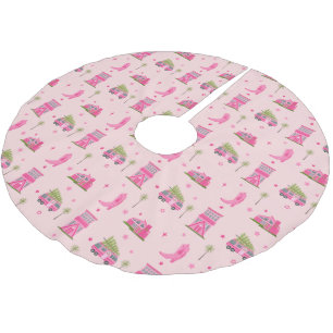 Cowgirl Boots Pink Christmas Camper Moderne Polyester Weihnachtsbaumdecke