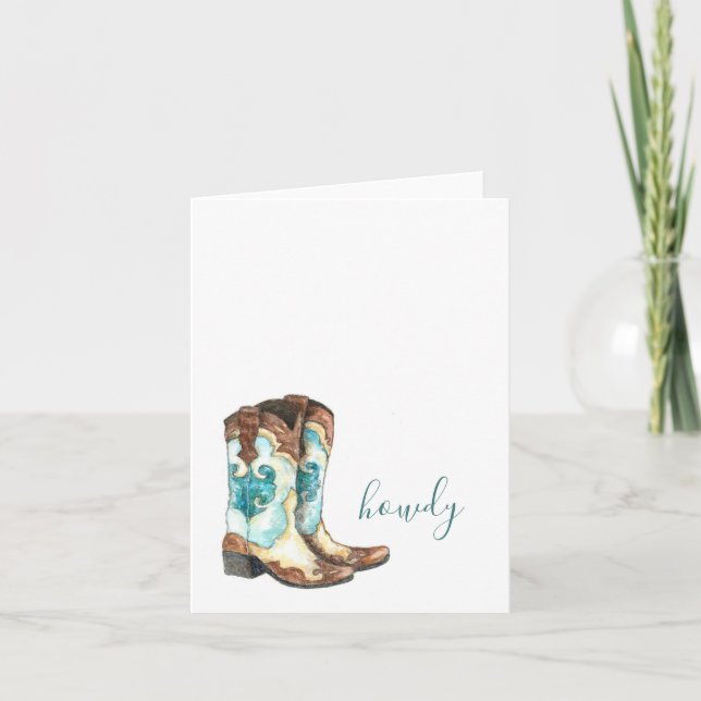 Cowgirl Boots Watercolor Karte (Vorderseite)