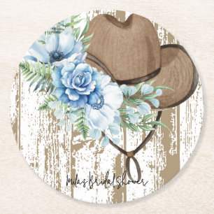 Cowgirl-Brautparty Runder Pappuntersetzer