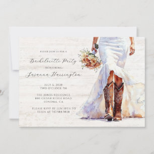 Cowgirl Bride Boots Junggeselinnen-Abschied Einladung