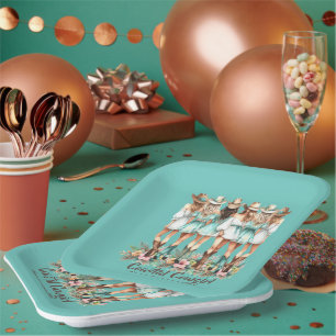 Cowgirl Bridesmaids Square 9 Zoll Pappteller