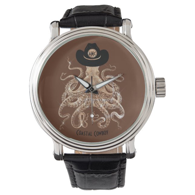 Cowgirl Brown Silver Monogram Armbanduhr (Vorderseite)