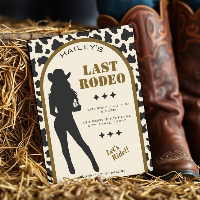 Cowgirl Brown Wedding Junggeselinnen-Abschied Einladung (Cow Print Cowgirl Brown Wedding Bachelorette Party Invitation
)