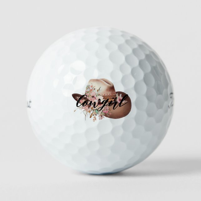 Cowgirl Brown White Cowhide Western Golfball (Vorderseite)