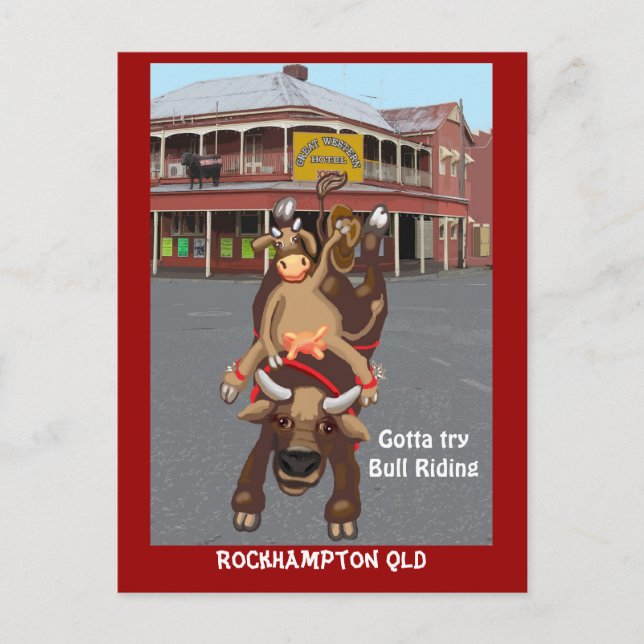 Cowgirl Bullrider Postkarte (Vorderseite)