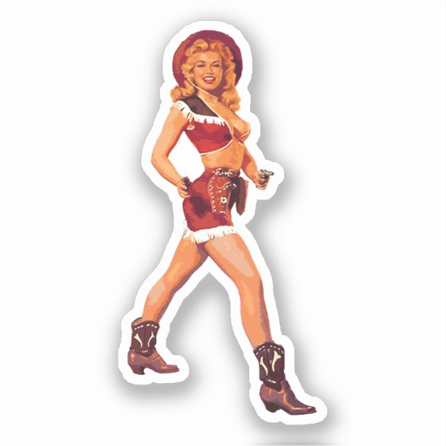 Cowgirl-Button Aufkleber (Vorderseite)