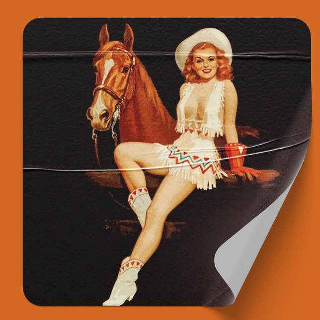 Cowgirl-Button Runder Aufkleber (Von Creator hochgeladen)