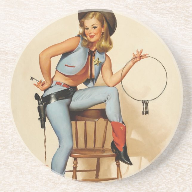 Cowgirl Button-up Girl Getränkeuntersetzer (Vorne)