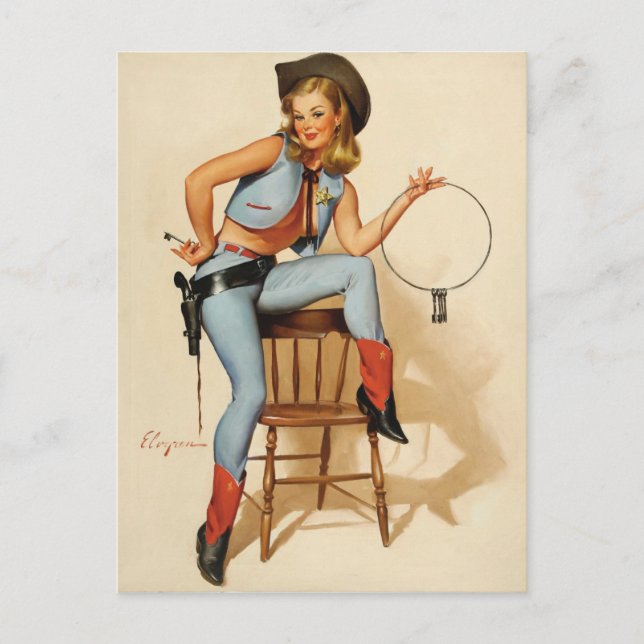 Cowgirl Button-up Girl Postkarte (Vorderseite)
