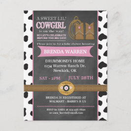 Cowgirl Chalkboard Kinderdusche Einladung Postkart