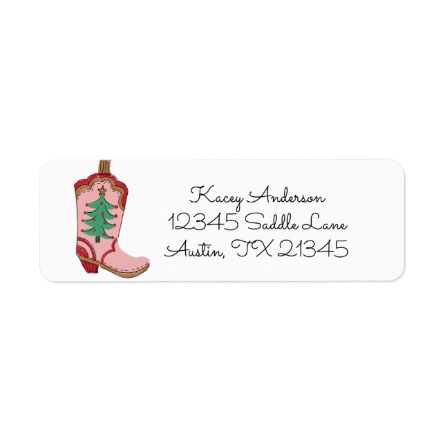 Cowgirl Christmas Boot Return Address Label (Vorne)