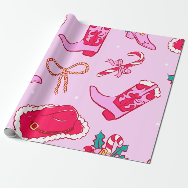 Cowgirl Christmas Cheer Geschenkpapier (Ungerollt)