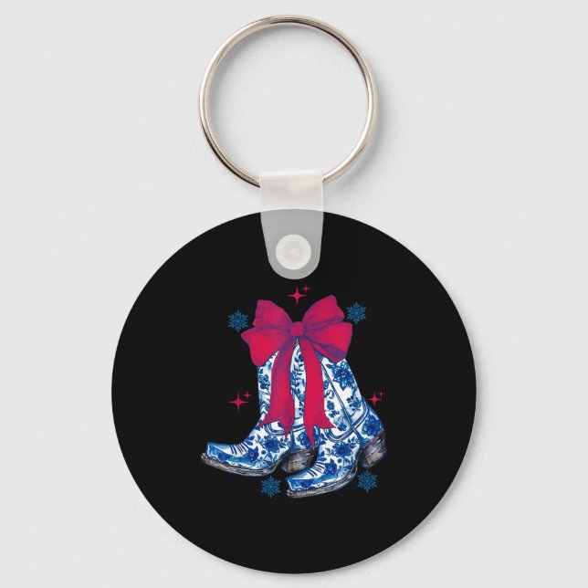 Cowgirl Christmas Funny Coquette Bow Boots Gift Me Schlüsselanhänger (Vorderseite)