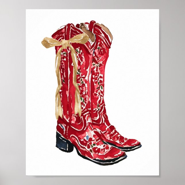 Cowgirl Christmas Watercolor Poster (Vorne)