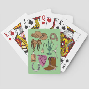 Cowgirl Collage Playing Cards (grün) Spielkarten