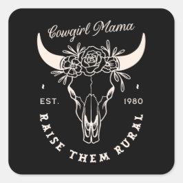 Cowgirl Country Mama Western ästhetische Zitate sc Quadratischer Aufkleber