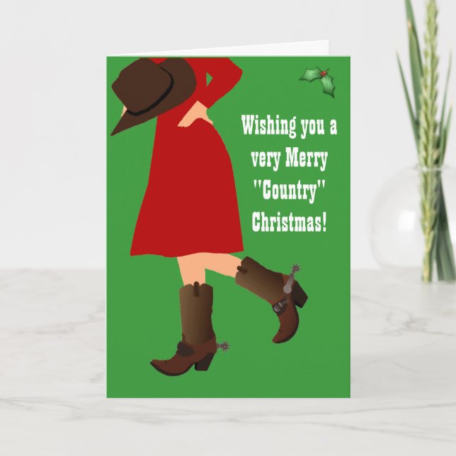 Cowgirl Country Weihnachtskarte Feiertagskarte (Vorderseite)