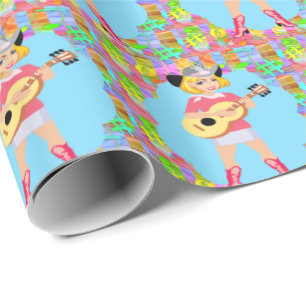 Cowgirl Country Western Gitarrist Geschenkpapier