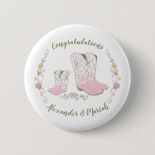 Cowgirl Country Western Thema Pink Baby Dusche Button