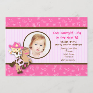 Cowgirl Cow girl western photo birthday invitation Einladung