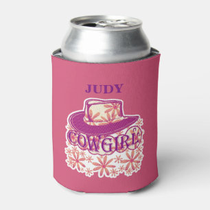 Cowgirl Cowboy Hat Blume Pink/Name Judy Dosenkühler