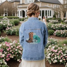 Cowgirl Cowboy Stiefel Cowboy Hut Blumenkohl Weste Jeansjacke