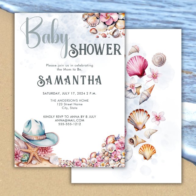 Cowgirl Cowgirl Baby Dusche Party Blume Muscheln Einladung (Von Creator hochgeladen)