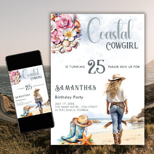 Cowgirl Cowgirl Birthday Party Western Beach Einladung