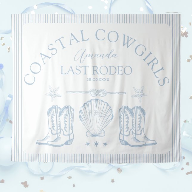 Cowgirl Cowgirl Boots Western Junggeselinnen-Absch Wandteppich (Coastal Cowgirl Boots Western Bachelorette Party Tapestry for the perfect coastal bridal shower)