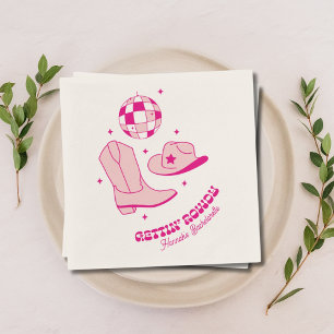 Cowgirl Cowgirl Junggeselinnen-Abschied Disco Pink Serviette